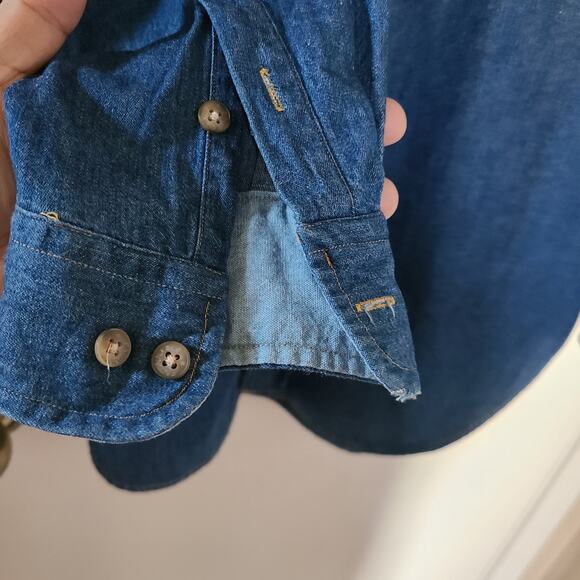 Faconnable Men’s Denim Shirt M Blue Button Down Long Sleeve French Designer - Picture 10 of 11